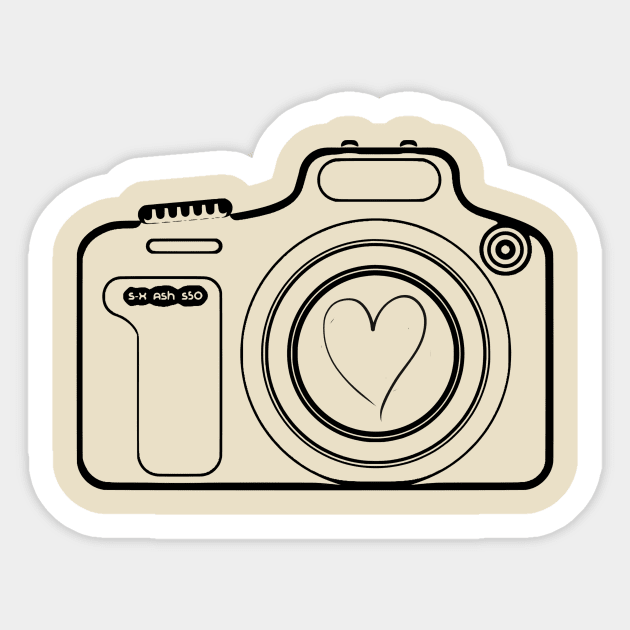 Camera Sketch in Black and White with a Heart Sticker by CreativeLimes